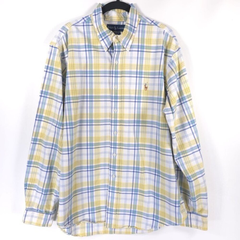 RALPH LAUREN CUSTOM FIT Multicolor Plaid Long Sleeve Button Down Shirt Size XL